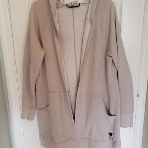 Beige open front Life is Good hoodie size L